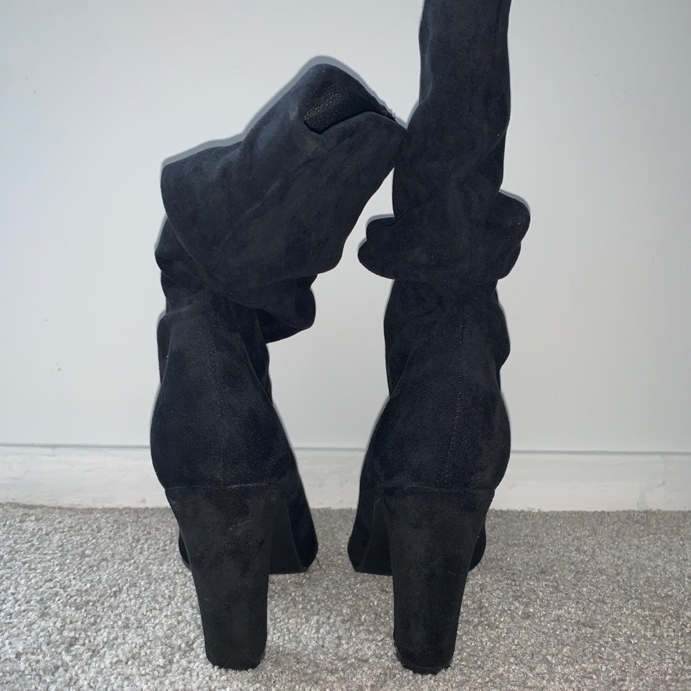 Black Slouchy Mid Calf Bootie - Picture 6 of 6